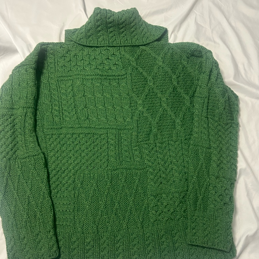 Carraig Donn Green 100% Merino Wool Cardigan Sz L Shawl Collar St. Patrick’s Day - Picture 14 of 14